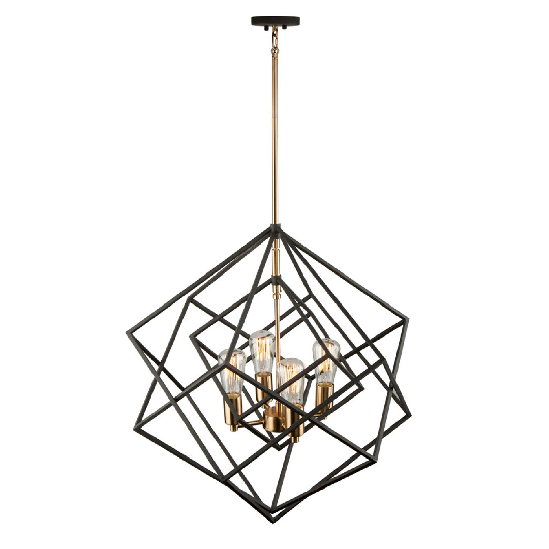 Holzman 4 - Light Dimmable Geometric Chandelier Ivy Bronx