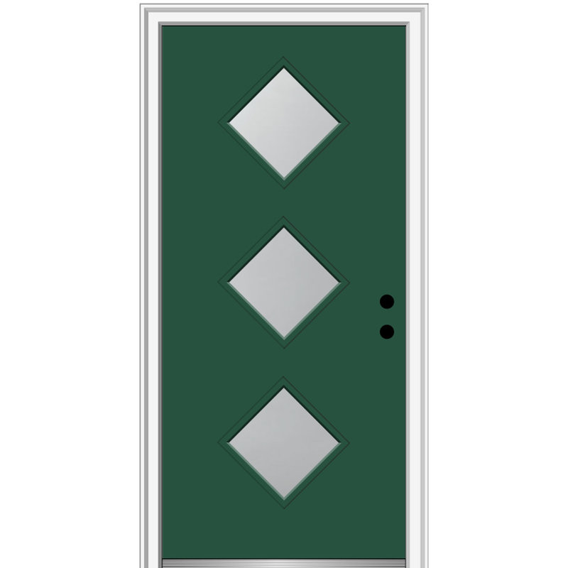Porte d’entrée pré-raccrochée en acier Spotlight, S'ouvre à gauche vers l'intérieur, Vert forêt, H 80 po x l 36 po x P 1,75po