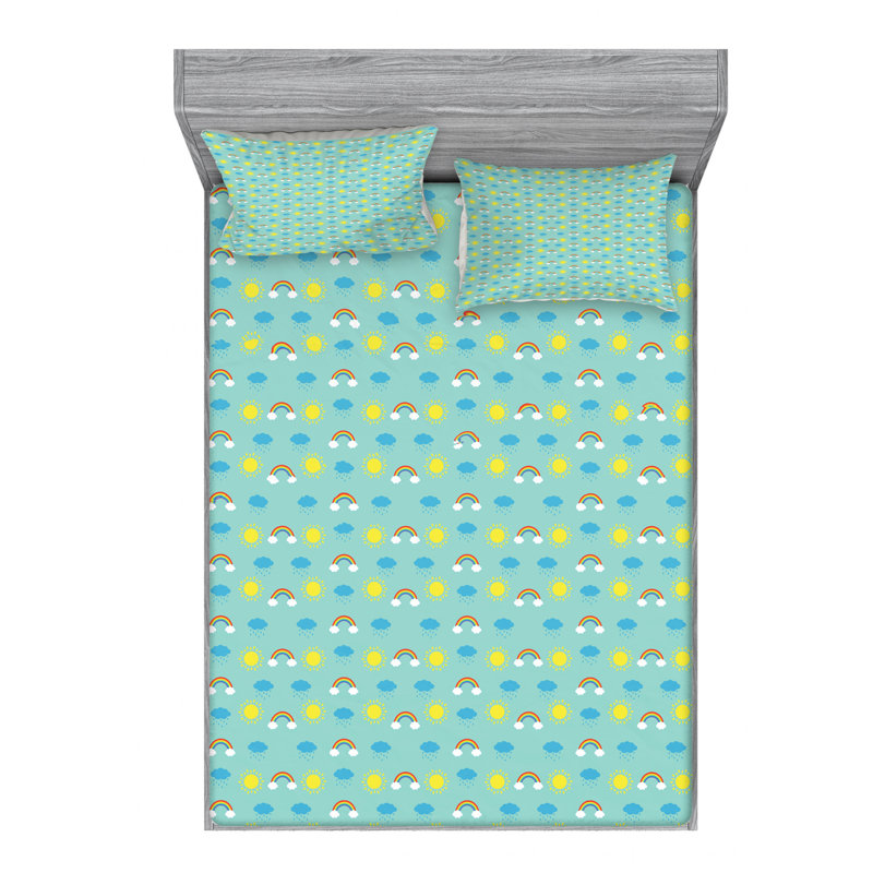Microfiber Geometric Sheet Set, Full Sheet Set with Fitted Sheet