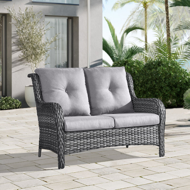 Bonia 51.18'' Wide Straight Loveseat with Cushions, Gray, Gray