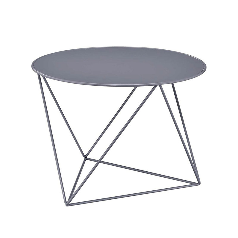 Table de bout ronde en métal, Gris