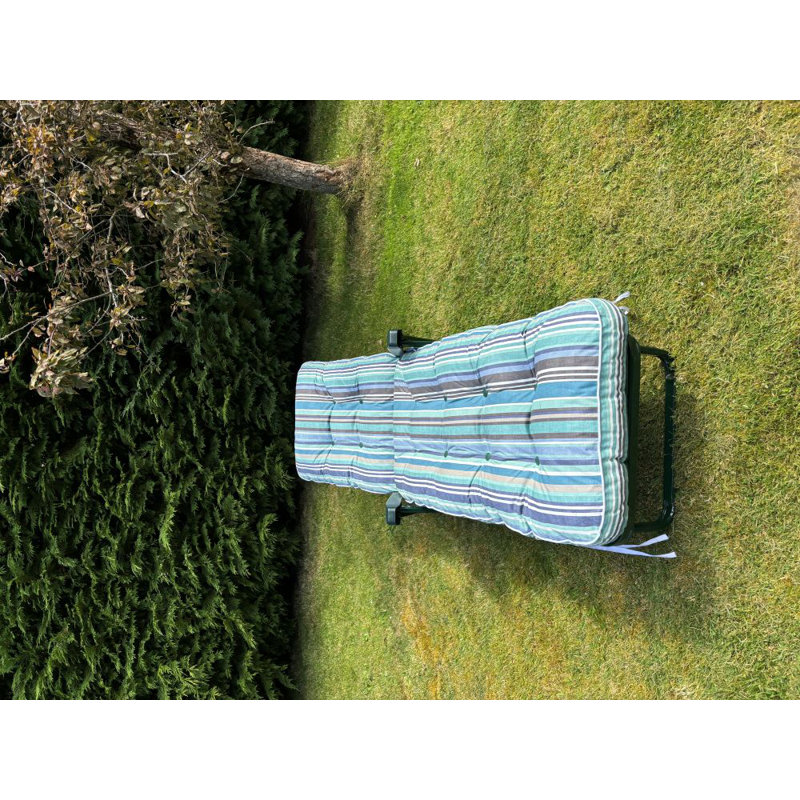 Cersten Steel Outdoor Lounge Chair, Green, Blue