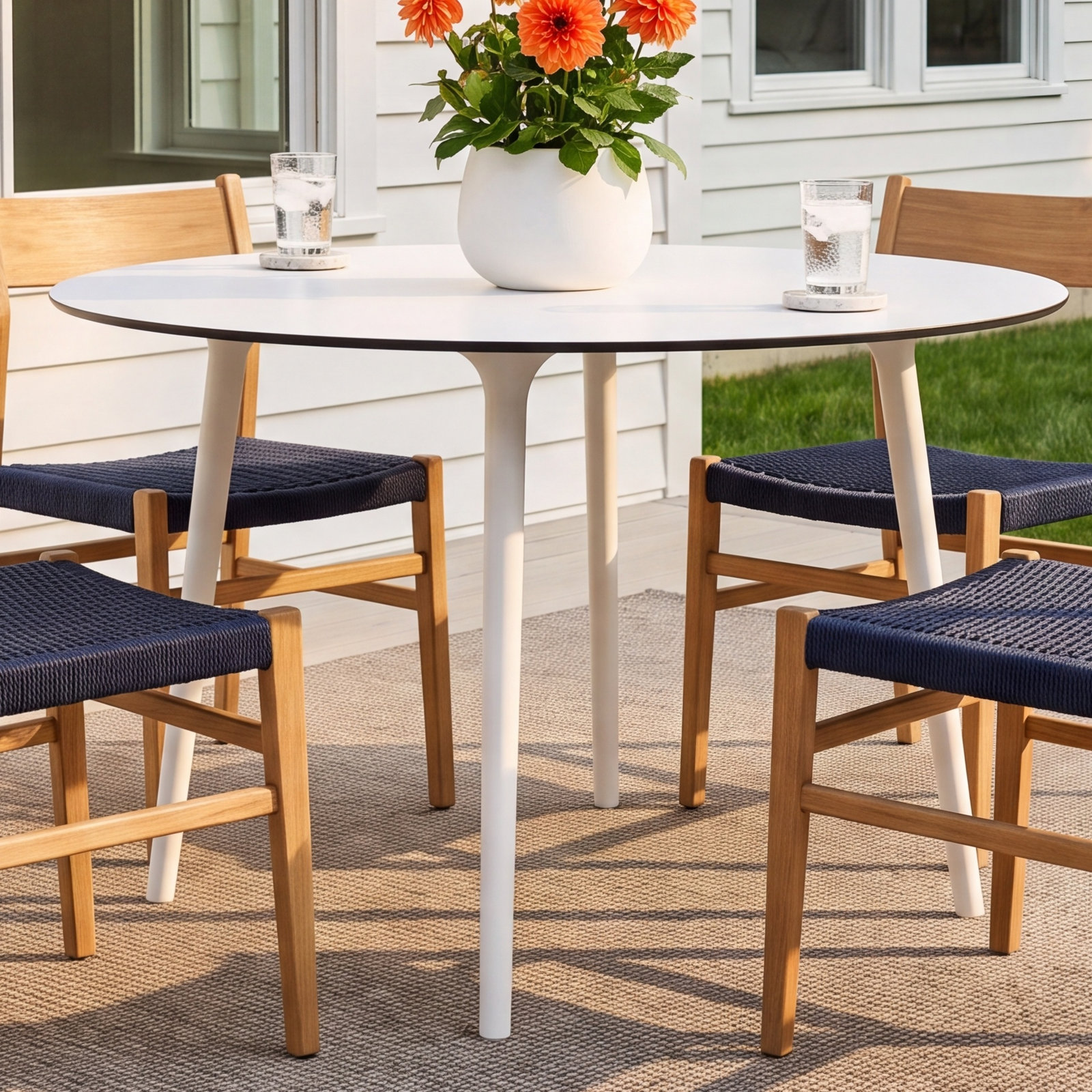 Burt Synthetic Laminate Outdoor Dining Table, White