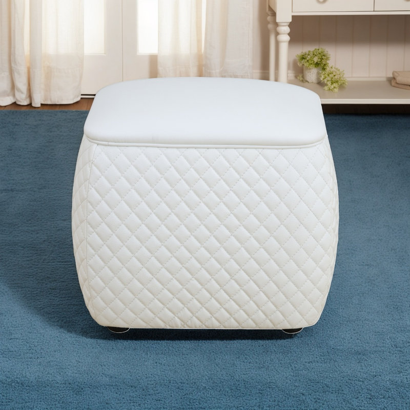 Ottoman Low Stool Small Foot Stool Step Stool Foot Rest Soft Sofa Stool And Comfortable Ottoman Rectangle, White