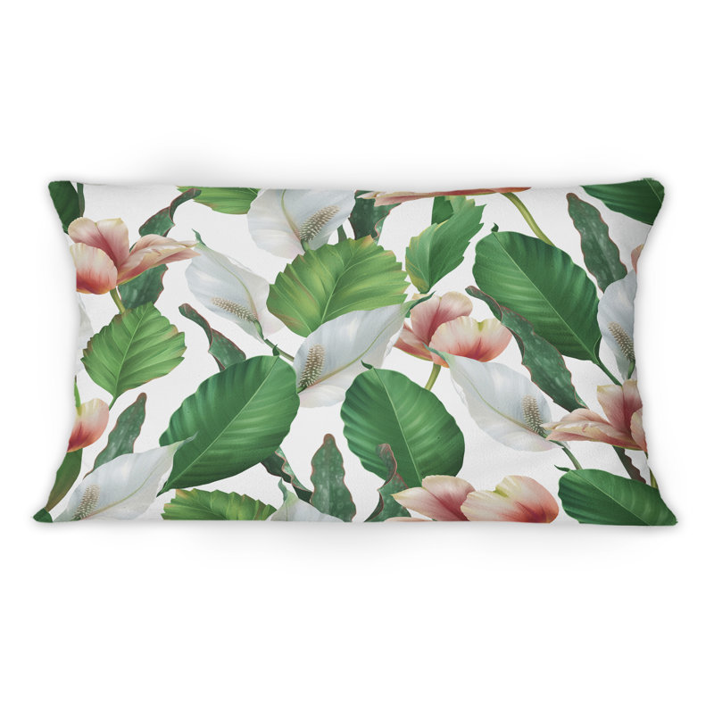 Coussin 12 "x 20" rose et blanc