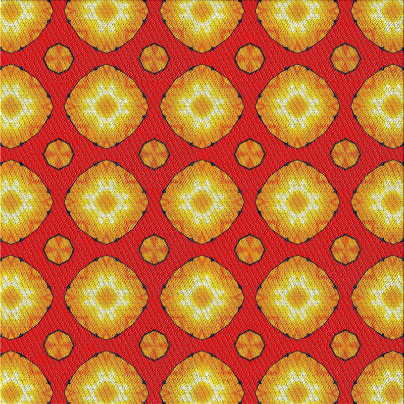 Tapis de zone jaune/rouge à motifs, Carré 3 pi