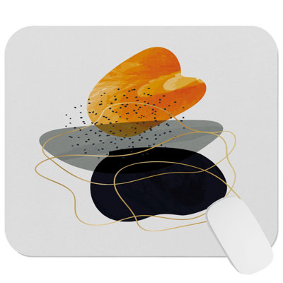 Abstract Balance I Shapes Mid-Century Modern Gaming Cute Office Laptop Desk Pad Gift Mat Square Rectangle Non-Slip Mousepad