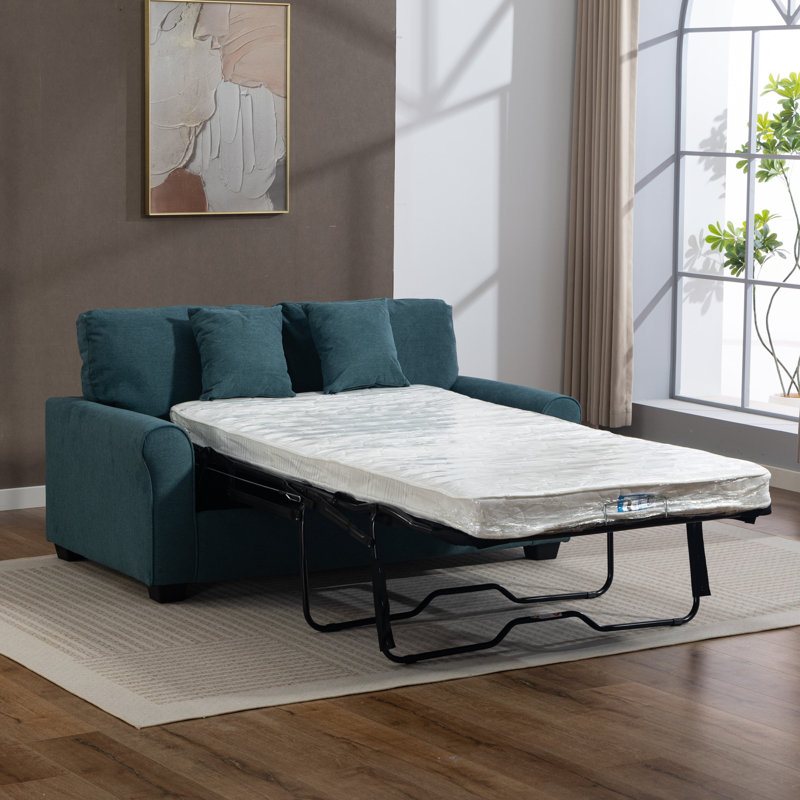2 Seater Linen Blend Sofa Bed, Teal