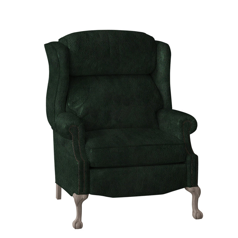 Fauteuil inclinable en cuir Maxwell, Cuir véritable vert forêt d'Anilina, Pierre, Manuel