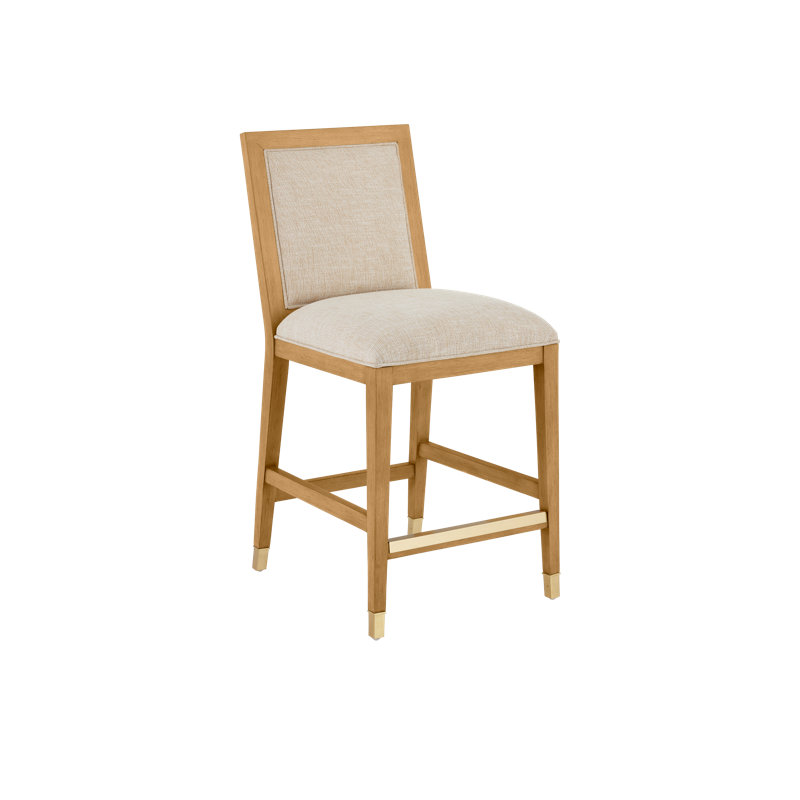 Santos Bar Stool, Barrett Dusk, Counter Stool (26" Seat Height), Beige/Sea Sand/Satin Brass