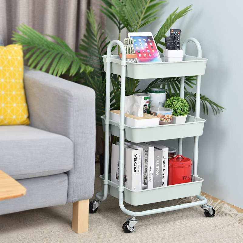 Stainless Steel Utility Rolling Cart, Metal Cart,3 Tier Rolling Cart,Utility Cart with Wheels,Bathroom Cart,Salon Trolley Cart,Kitchen Storage Cart