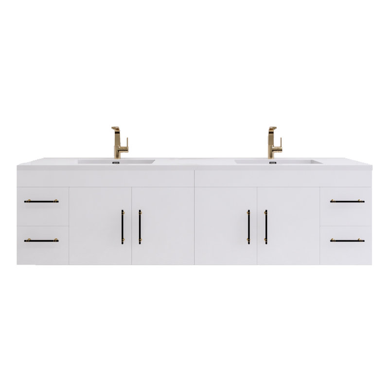 Ensemble de meuble-lavabo double 84 po Tihanna, Blanc brillant