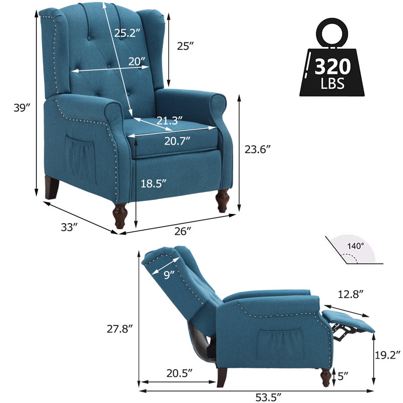 Fauteuil inclinable Selmner, Tissu bleu