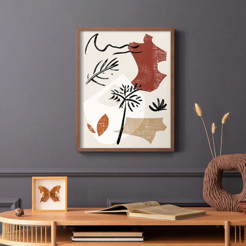 «Soft Palms», reproduction encadrée en bois massif, H 28 po x l 22 po, Brun