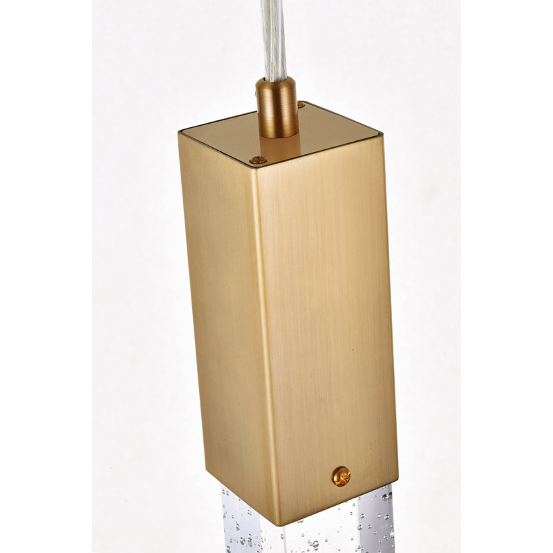 Luminaire suspendu rectangulaire à 1 lumière Aliha, Or satiné