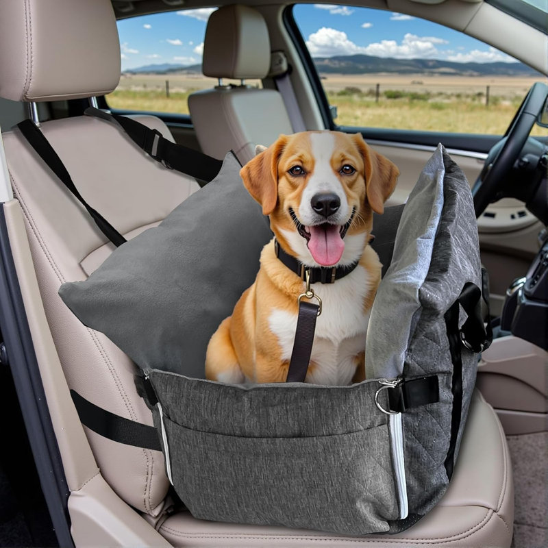 Small and Medium Dog Car Seat – Elevated Seat with Seat Belt, Non-Slip Base, and Travel Storage Bag