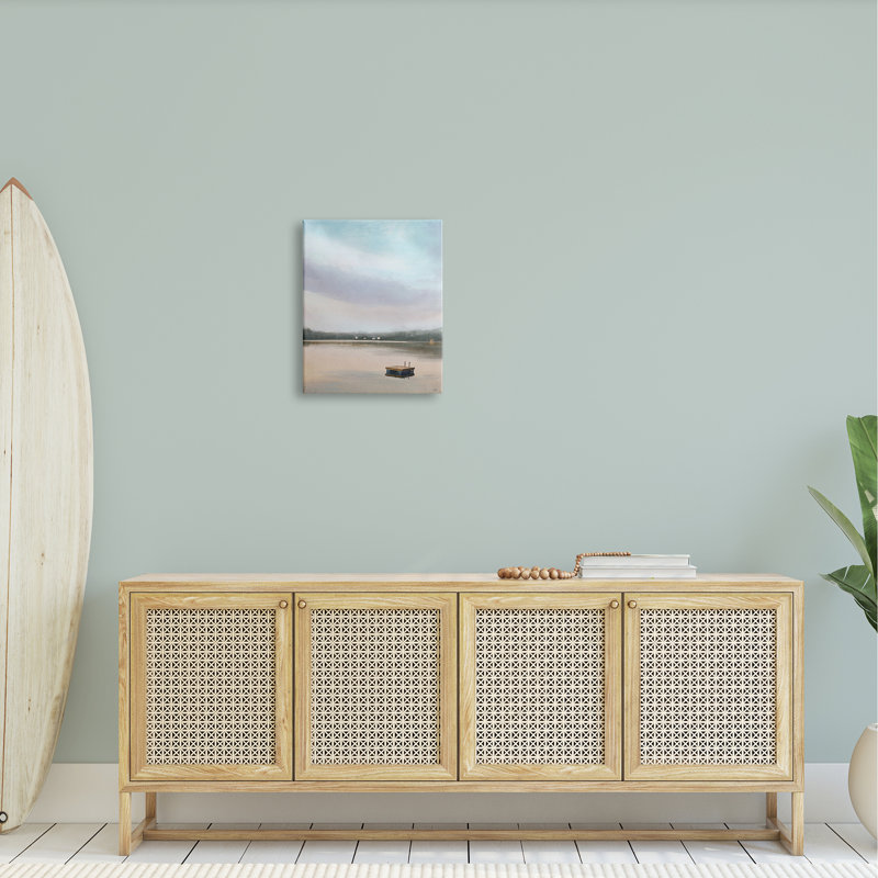«Lone Floating Dock Serene Lake View Pastel Sky» par Amy Hall - peinture sur toile, H 20 po x l 16 po x P 1,5 po