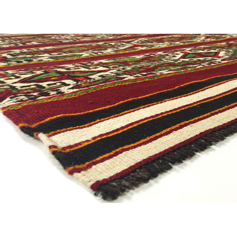 One-of-a-Kind Hand-Knotted 1960s 3' x 3'2 Wool Area Rug in Red/Green/Ivory
