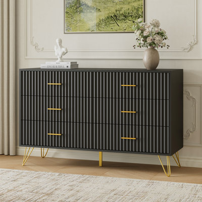  Modern Fluted 47'' W 6 Drawer Dresser