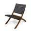 2 chaises pliantes, en bois, avec sangles à eau et accents tissés, noir et brun, rangement facile à plier