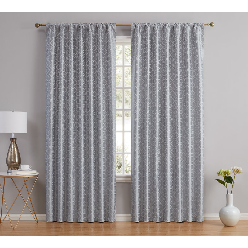 Ritenour Curtain Pair, 52" W x 96" L, Silver/Light Grey