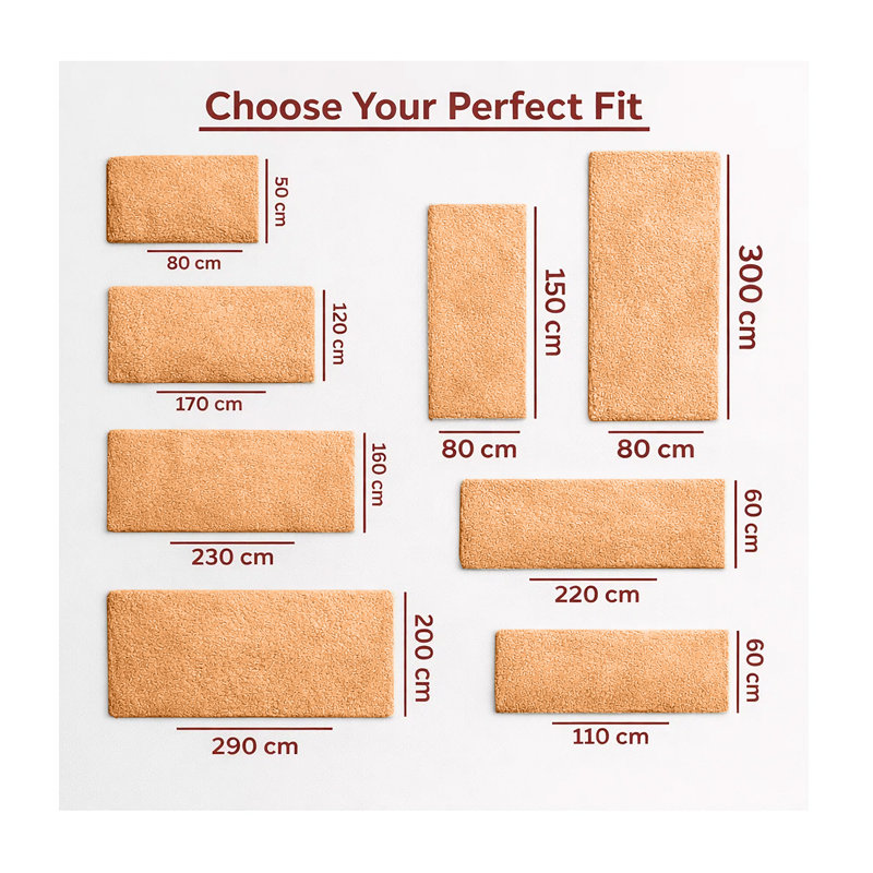 Machine Tufted High Pile Shag Area Rug(Ultra Soft & Fluffy), Rectangle 80 x 150 cm, Ochre