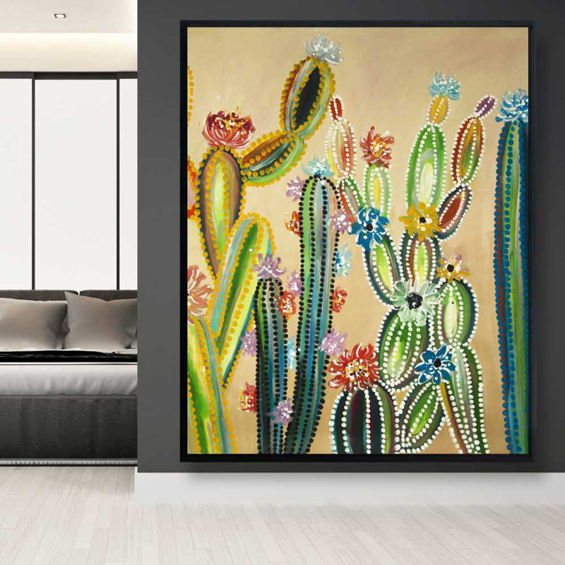 Desert gems - Toile encadrée jaune florale pour la décoration intérieure