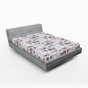Mauve pastel / motif floral vert sauge