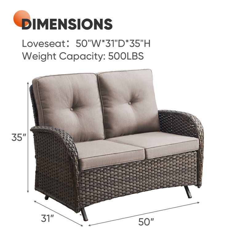 Fauteuil coulissant avec coussins Durtche, Gris, Brun