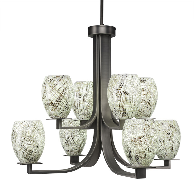Lustre 8 lumières Besaw illustré avec verre en fusion 5 po, Graphite