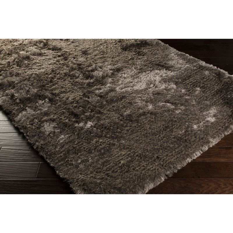 Tapis gris tissé à plat à la main Whisper, Rectangle 8 pi x 10 pi
