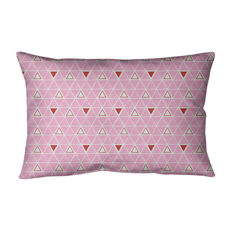 Coussin lombaire géométrique, Blanc / Rose