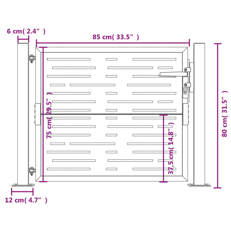 Ammadas Grey Metal Gate, 80cm H x 105cm W