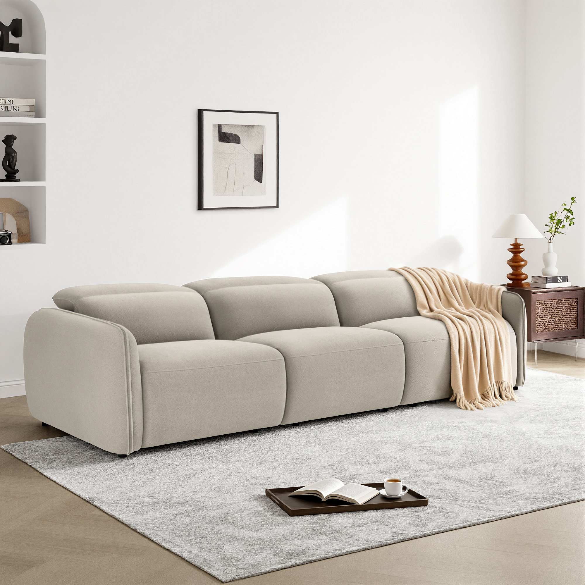 Bayne 3-Piece 123'' Upholstered Power Reclining Sofa, Elite Sand