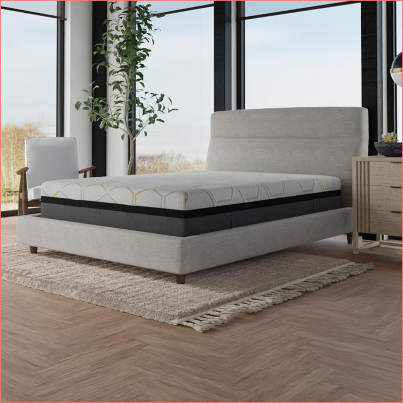 Matelas, grand matelas en mousse viscoélastique gélifiée et rafraîchissante au cuivre 14 po avec support de bord | Gris clair | Mousse