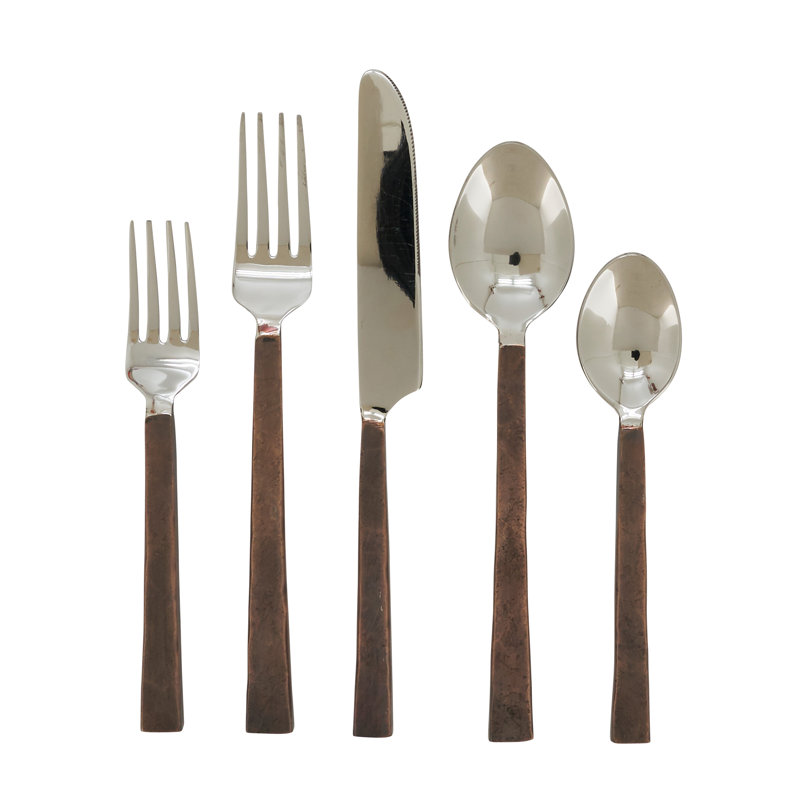 Ensemble de couverts 5 pièces, service pour 1 personne, Bronze