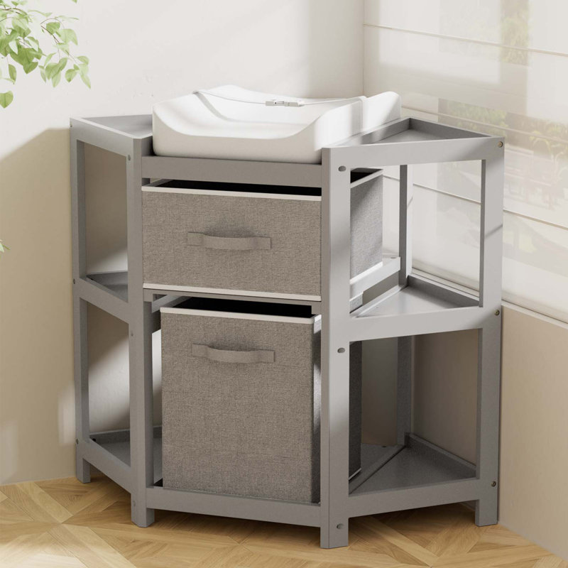 Ealsworth Changing Table Dresser with Pad, Gray