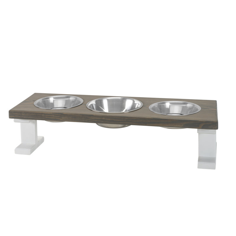 Elevated Feeder, White/Gray, Small (8")