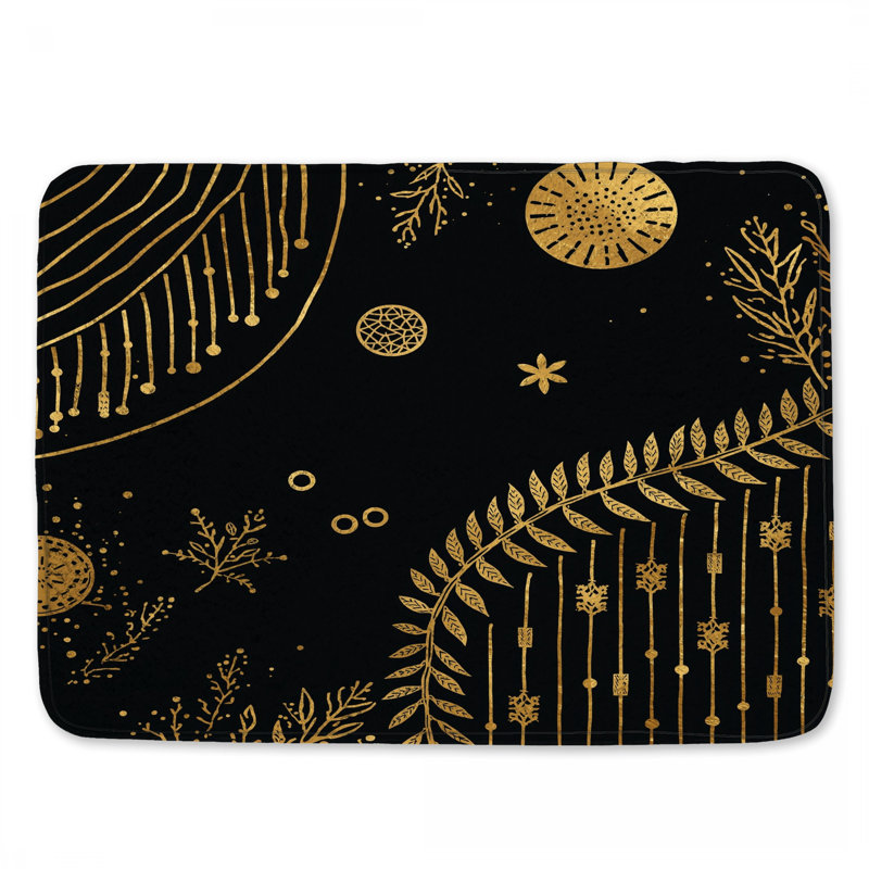 Tapis de bain abstrait doré, L 24 po x L 17 po