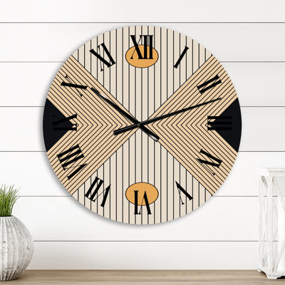 Horloge murale Boho Golden Sun Monochrone Landscape III