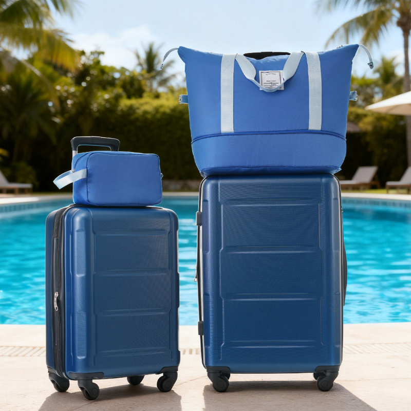 Ensemble de 2 valises avec sacs Valise à roulettes extensible ABS avec serrure TSA 20 pouces + 24 pouces