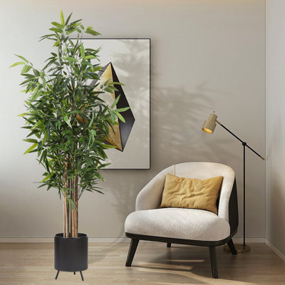 Faux Bamboo Tree in Black Pot for Indoor Home Decor