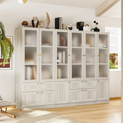 Living Room Set With 2 Display Cabinets