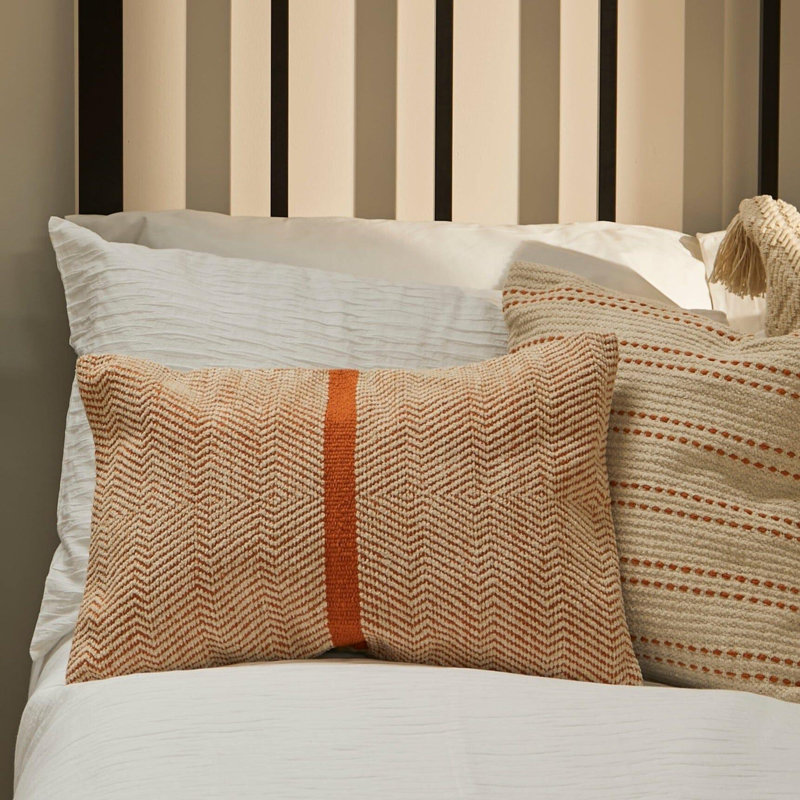 Neruda Geometric Rectangular Lumbar Cushion Cover, Orange