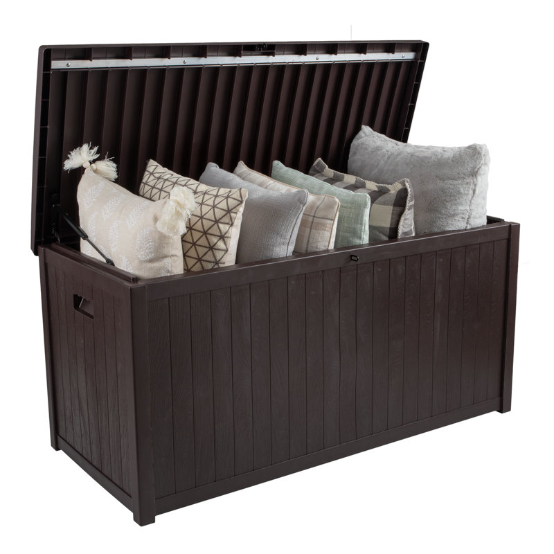 Boîte de rangement en plastique verrouillable 113 gallons Pure Garden, Brun