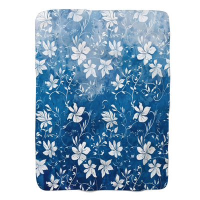 Ombre à motif de fleurs - couverture sherpa de qualité supérieure 1 pièce
