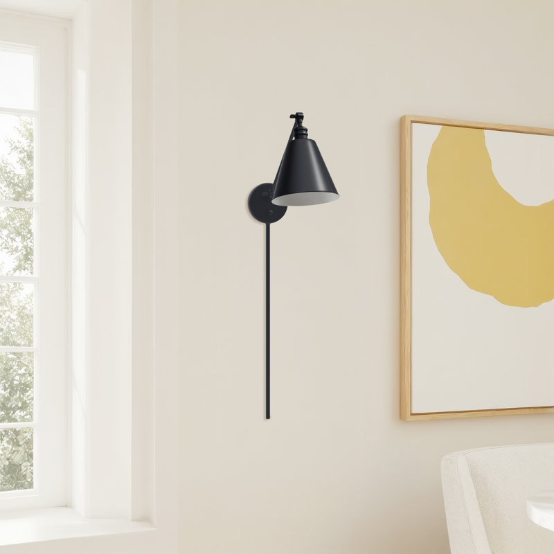 Lou Cidni 1 - Light Dimmable Plug-In Black Swing Arm