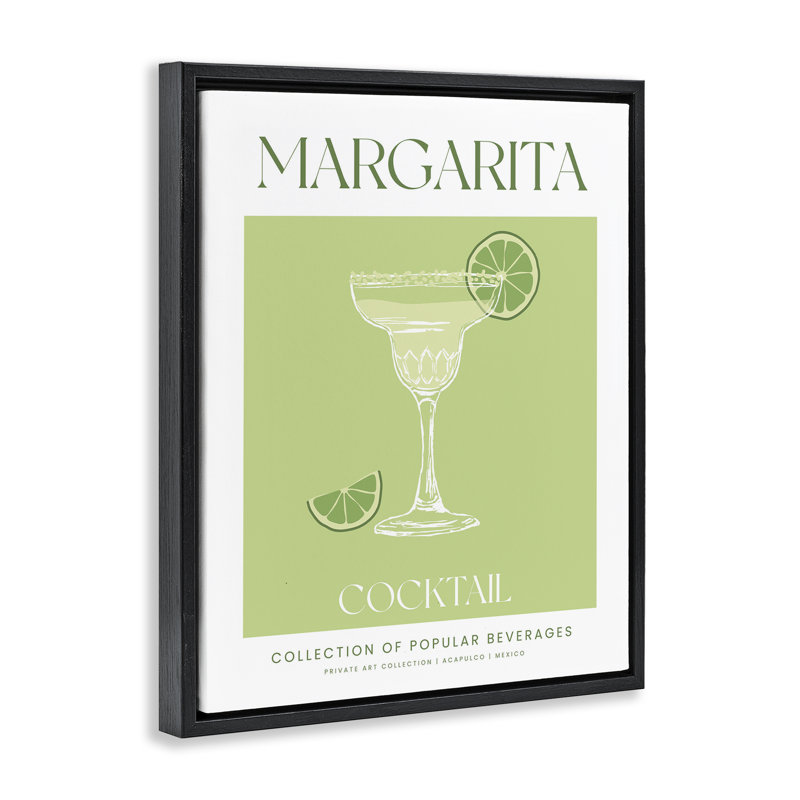 «Minimal Margarita Cocktail», art mural encadré flottant, H 21 po x l 17 po, Cadre flottant noir de jais