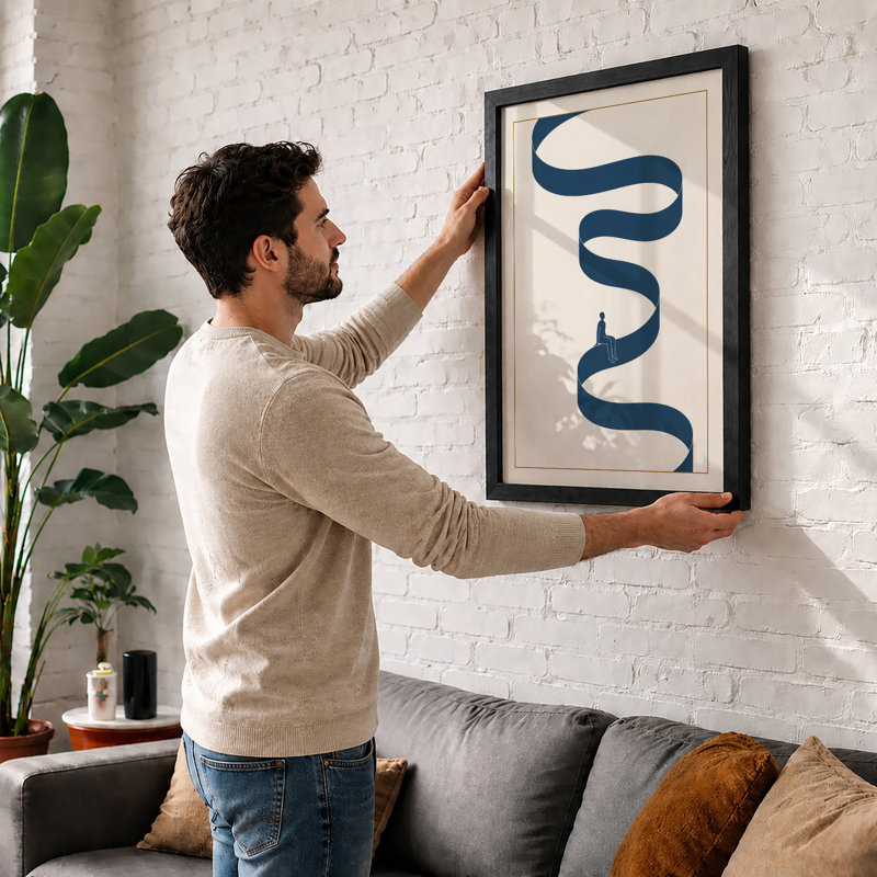 Flowing Ribbon Minimalist - Print, Oak, A4 - 29.7 x 21.0 cm