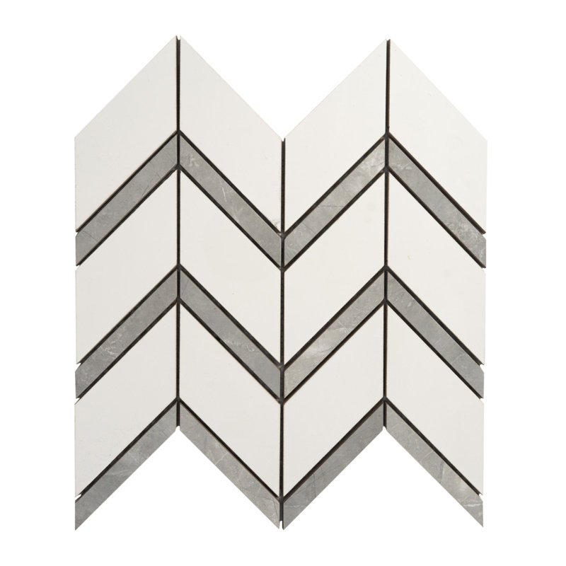 Carreau de mosaïque en porcelaine à chevrons gris 11,8 po x 11,8 po Chevron